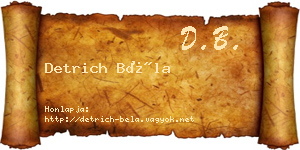 Detrich Béla névjegykártya